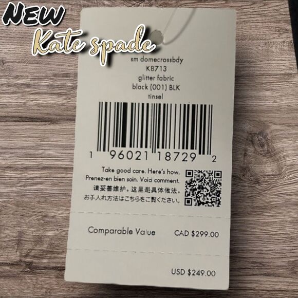 New NWT Kate Spade Tinsel Small Dome Crossbody Bag – Glitter Black - Picture 4 of 5